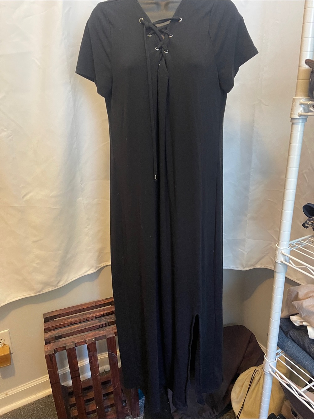 torrid Black Lace-Up Maxi Dress
